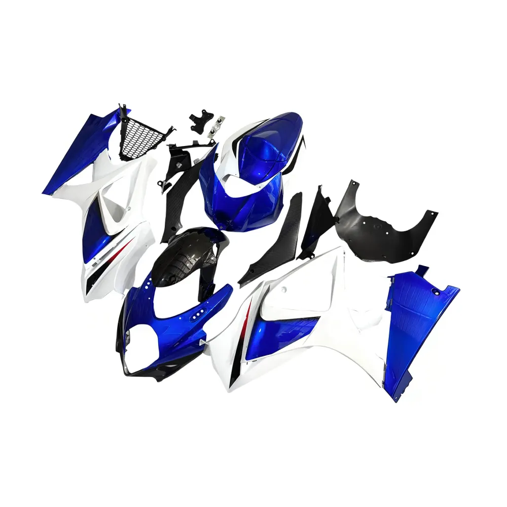 Suzuki GSXR 1000 Azul 2007-2008 & Carenagens de corrida brancas GSXR genéricas