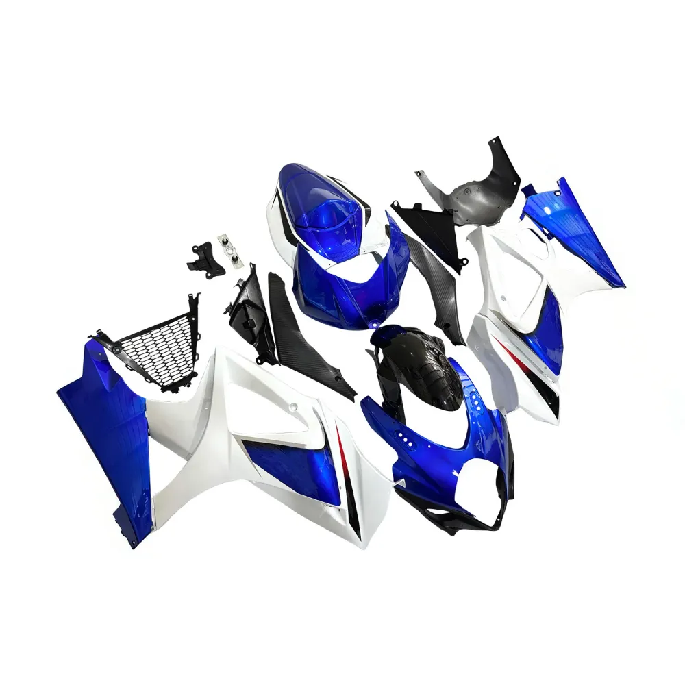 Suzuki GSXR 1000 Azul 2007-2008 & Carenagens de corrida brancas GSXR genéricas