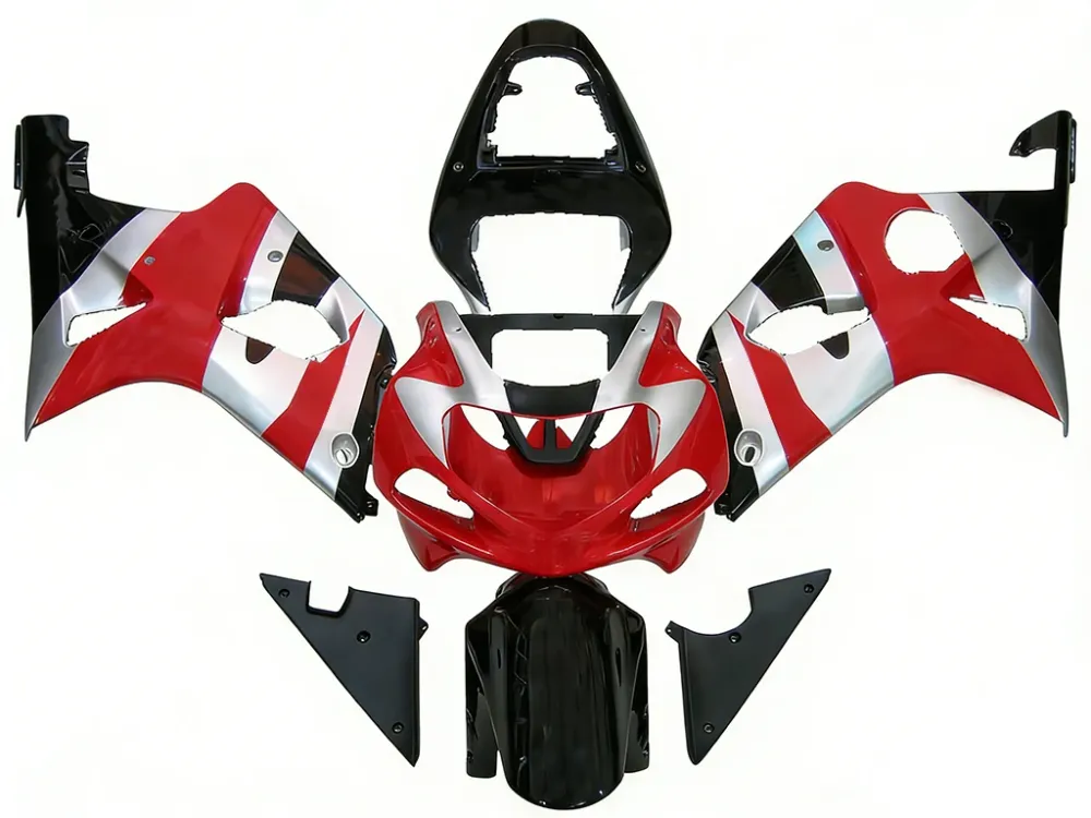 Suzuki GSXR 1000 Preta 2000-2002 & Carenagens vermelhas GSXR Racing Genéricas