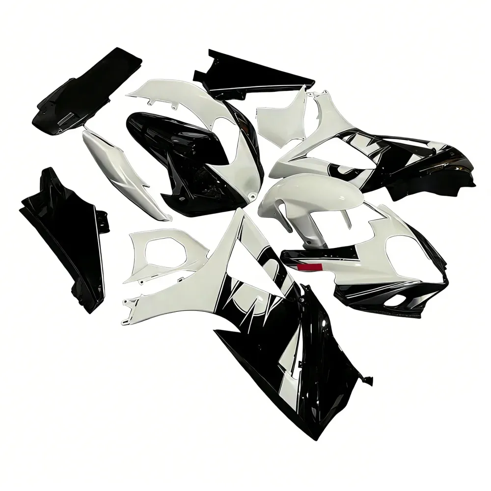 Suzuki GSXR 1000 Preta 2007-2008 & Carenagens de corrida brancas GSXR genéricas