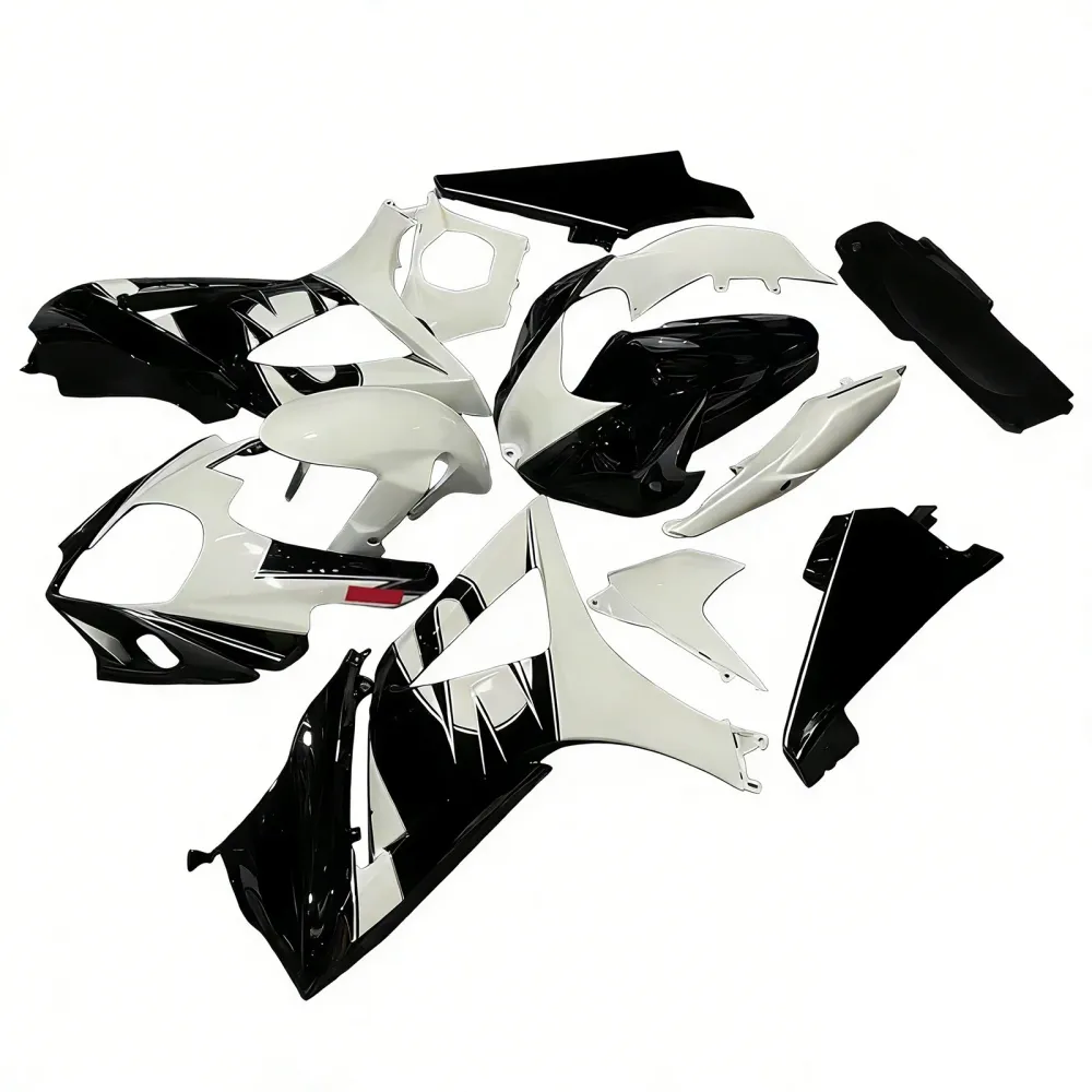 Suzuki GSXR 1000 Preta 2007-2008 & Carenagens de corrida brancas GSXR genéricas