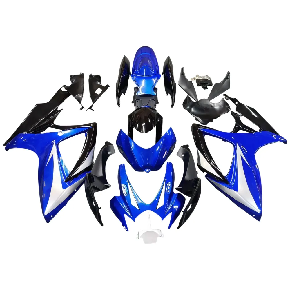 Suzuki GSXR 600 750 Azul 2006-2007 & Carenagens pretas GSXR Racing Genéricas