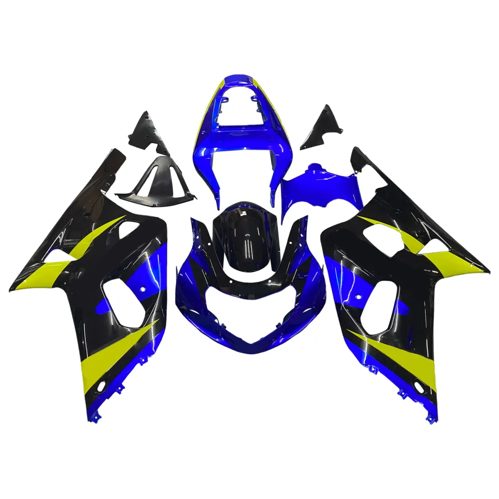 Suzuki GSXR 600 Azul 2001-2003 & Carenagens pretas GSXR Racing Genéricas