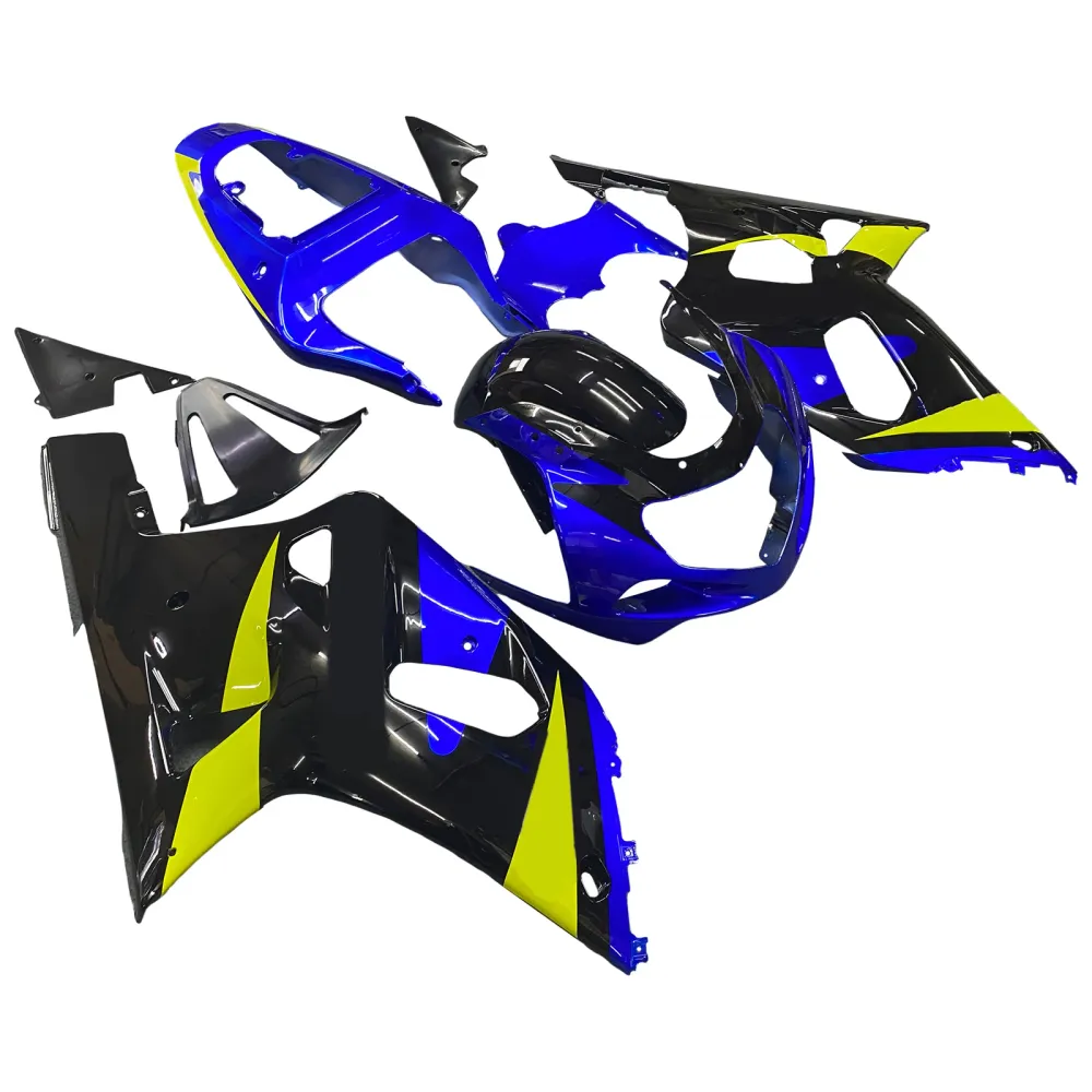 Suzuki GSXR 600 Azul 2001-2003 & Carenagens pretas GSXR Racing Genéricas
