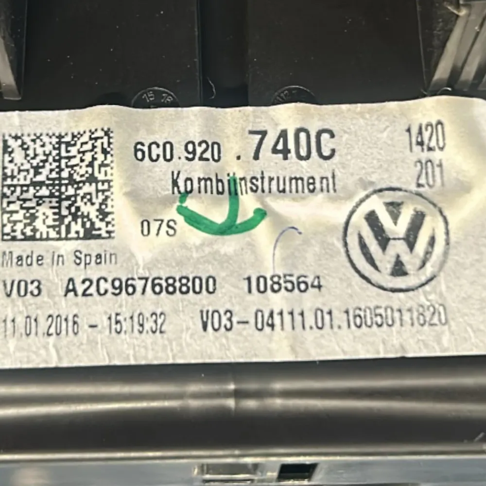 Tachímetro / Tagliaometers Volkswagen Polo V (6r) COD.6C0920740C 1.2 Petrol (2009> 2017)
