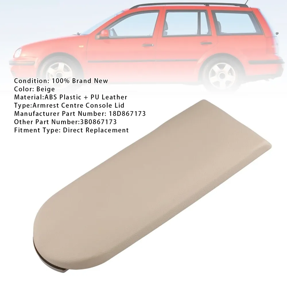 Tampa do console de apoio de braço de couro bege para vw mk4 jetta bora golfe 18d867173