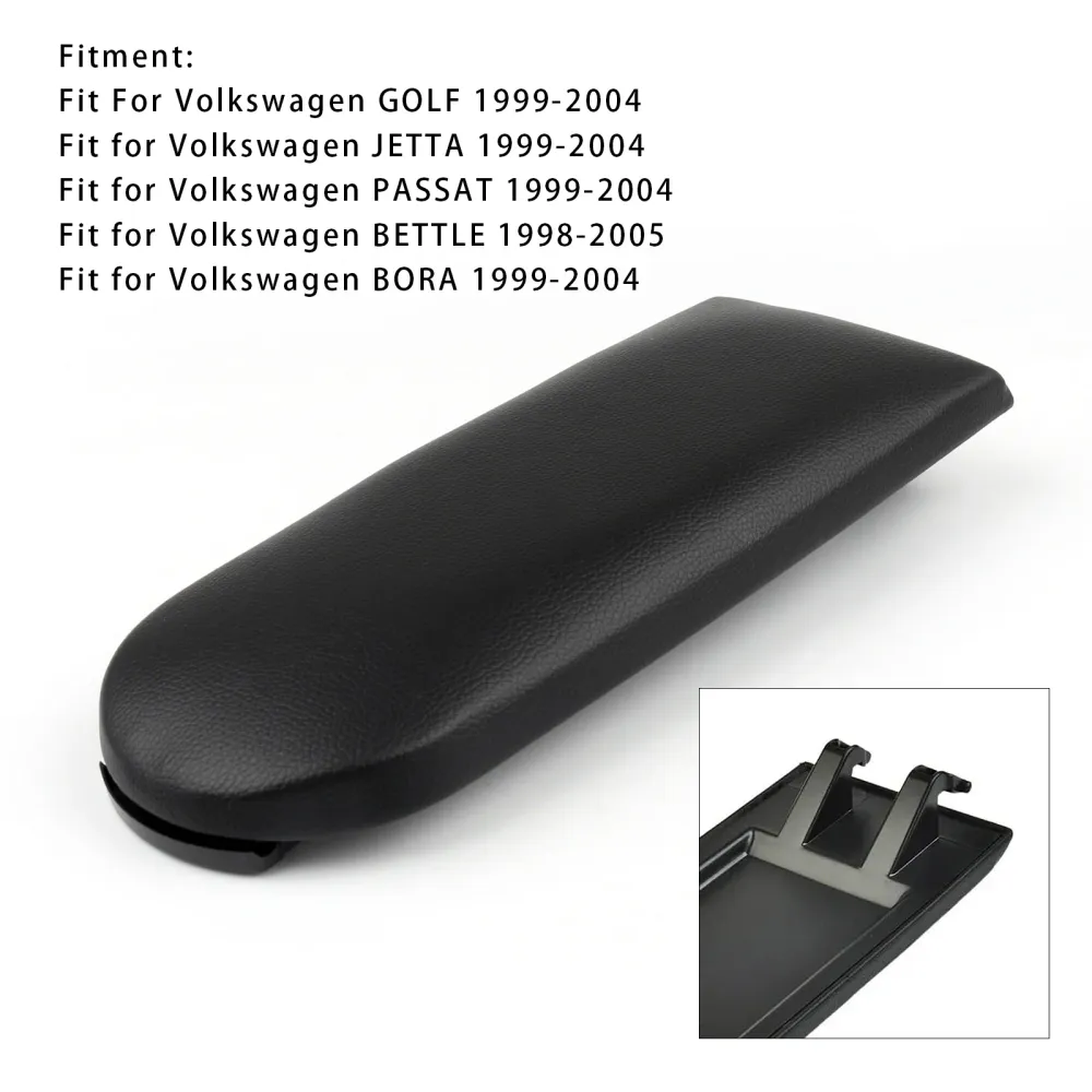 Tampa do console de apoio de braço de couro preto para vw mk4 jetta bora golfe 18d867173