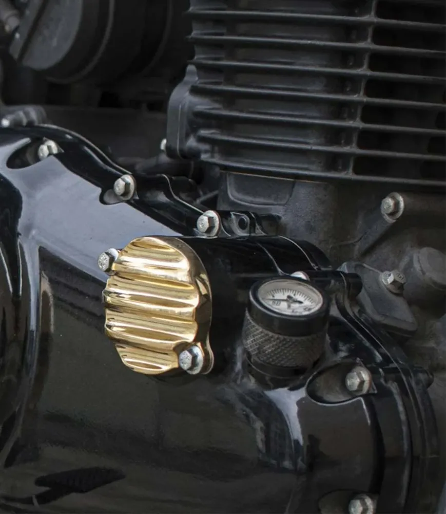 Tampa de Óleo Motor 'Ribbed' Dourado para Honda CB350 / GB350