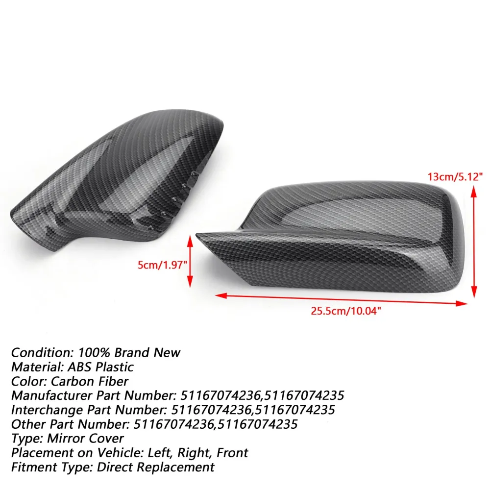 Tampa de tampa do espelho 1Pair FIT BMW E46 E65 E66 745I 750I 51167074236+51167074235
