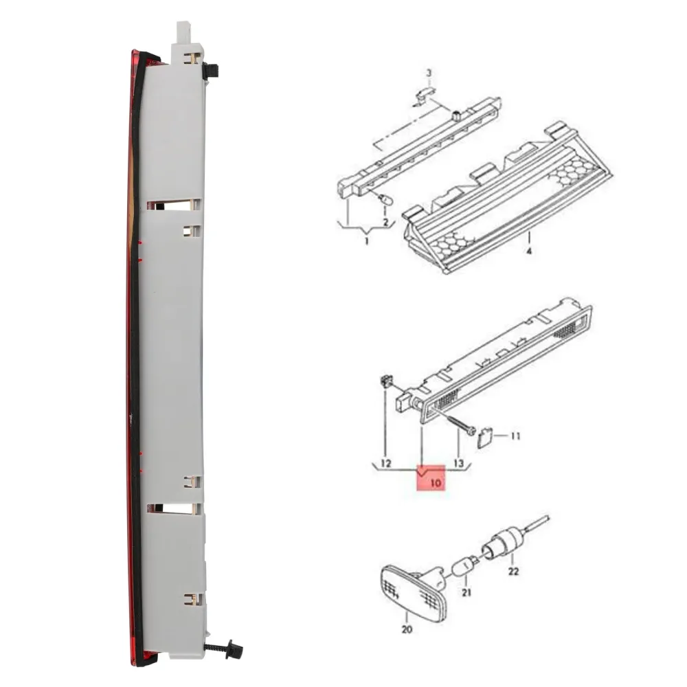 Terceira luz de parada de freio para Audi A6 Allroad Quattro Wagon 4B9945097A genérico