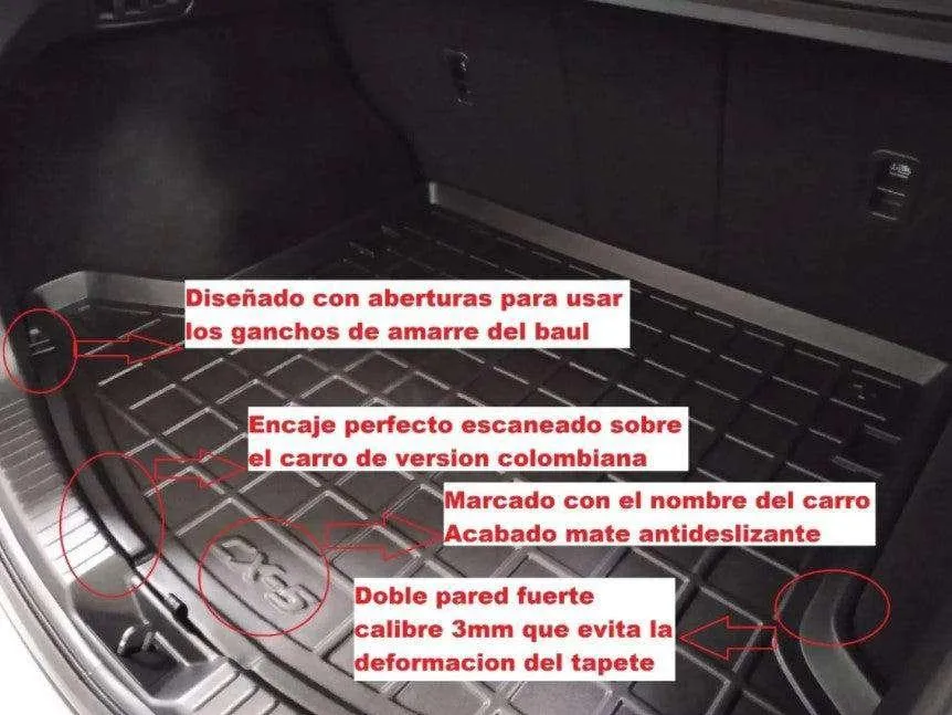 Tapete de porta-malas termoformado Todoparts 3mm Renault Koleos 2009 2016