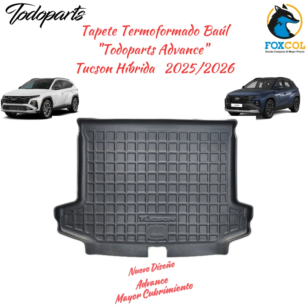 Tapete de porta-malas termoformado Todoparts 3 mm Hyundai Tucson Hybrid 2025 2026