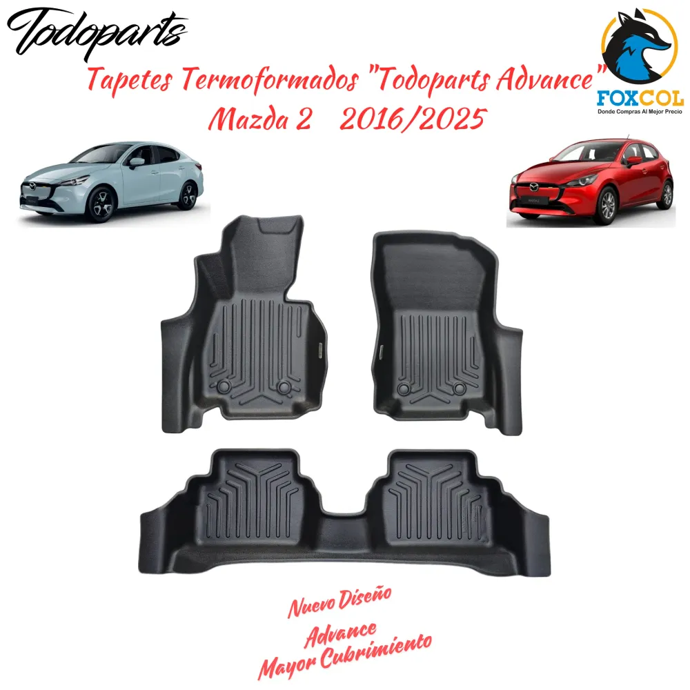 Tapetes termoformados avançados Todoparts Mazda 2 2016 2026