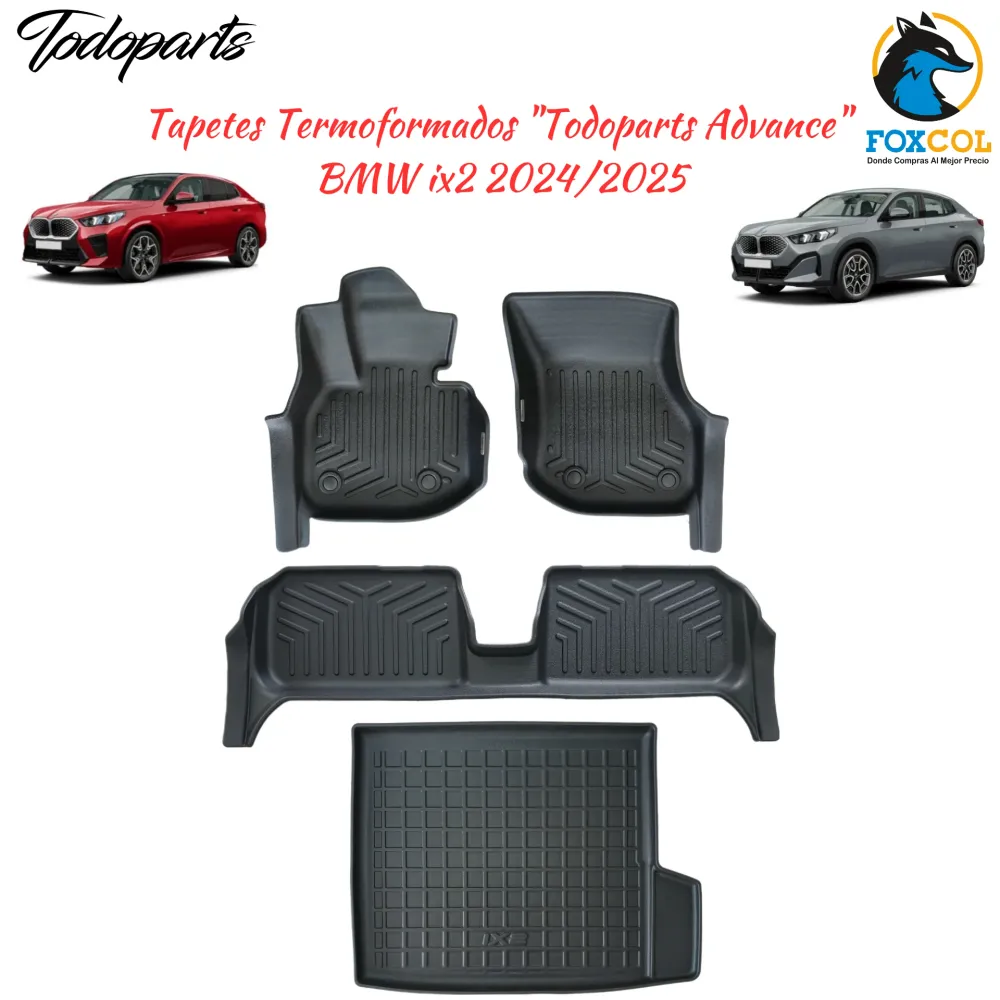 Tapetes Termoformados Foscos Todoparts + Porta-malas BMW iX2 2024 2025