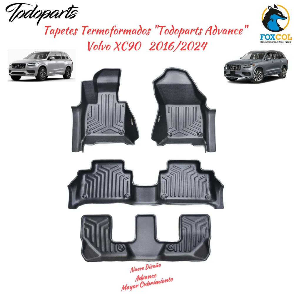 Tapetes termoformados Todoparts Advance 3 fileiras Volvo XC90 2016 2025