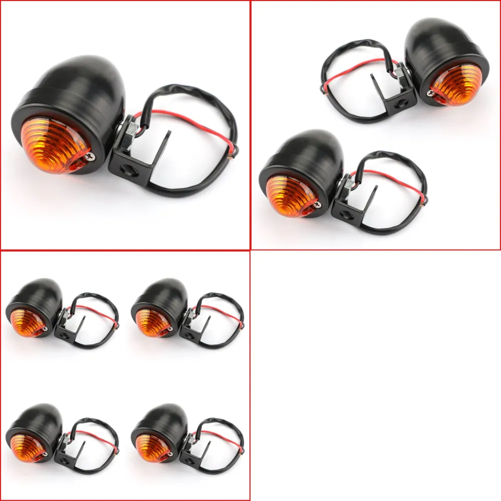 Universal Black Mini Turn Signal Light Light Vintage Motorcycle Bullet Bull Generic