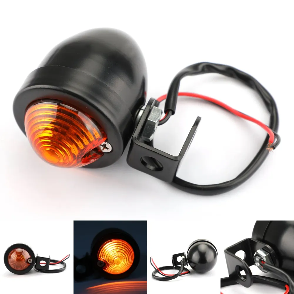 Universal Black Mini Turn Signal Light Light Vintage Motorcycle Bullet Bull Generic