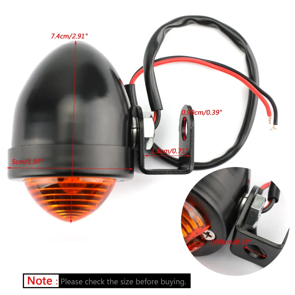 Universal Black Mini Turn Signal Light Light Vintage Motorcycle Bullet Bull Generic