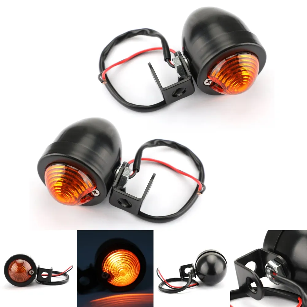 Universal Black Mini Turn Signal Light Light Vintage Motorcycle Bullet Bull Generic