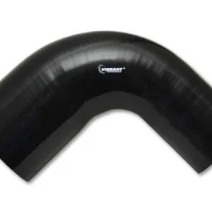 Vibrant 1.5in ID x 2in ID x 4in Long Gloss Black Silicone 90 Degree Transition Elbow