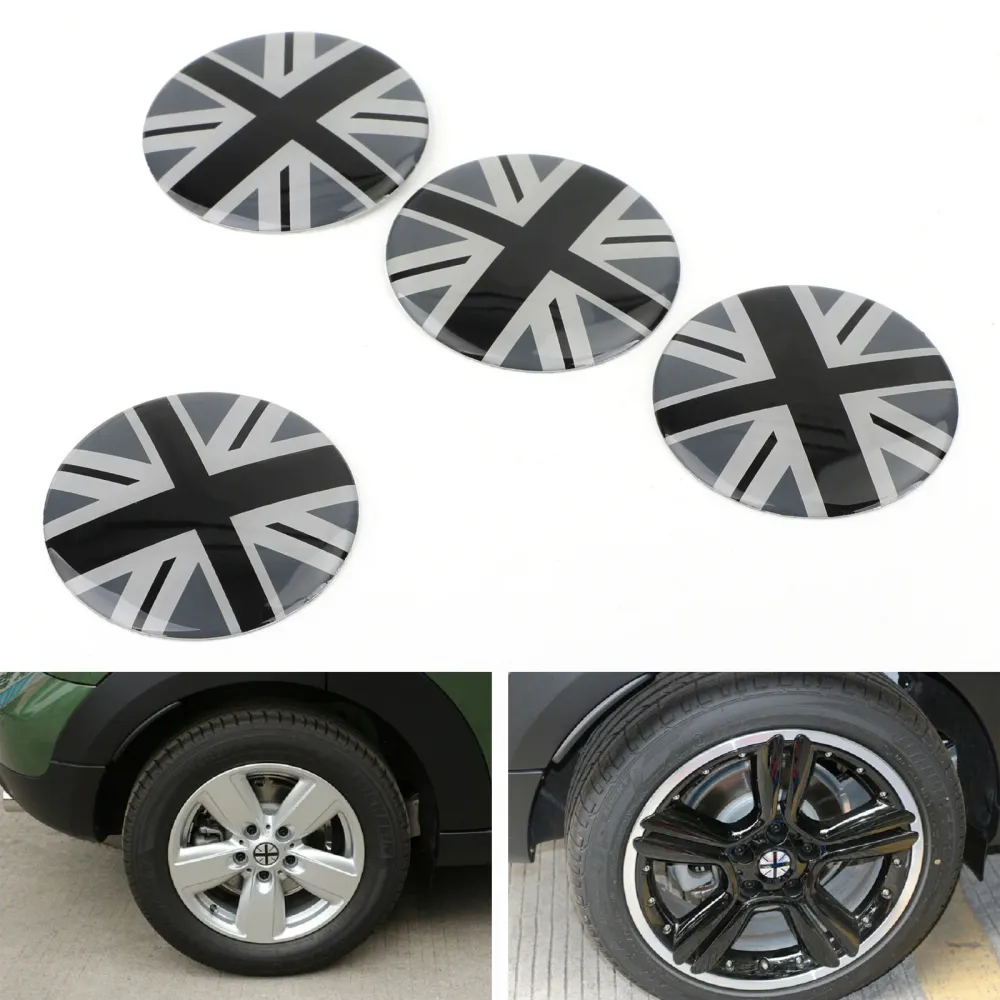Wheel Centre Centro de Capinho emblema Decalque Black Union Jack Uk Flag para Mini Cooper