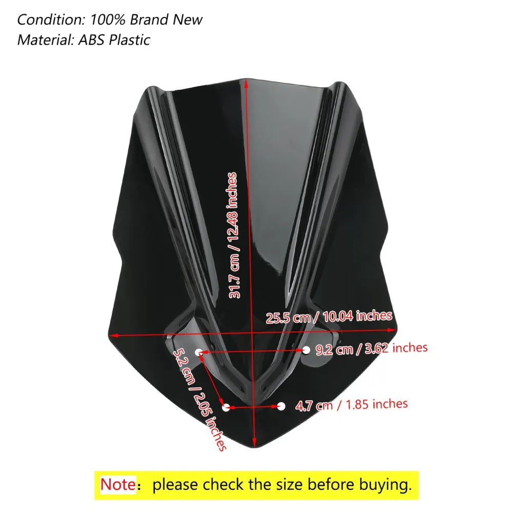 Windshield de motocicleta de plástico ABS para Yamaha MT125 2015-2019 genérico