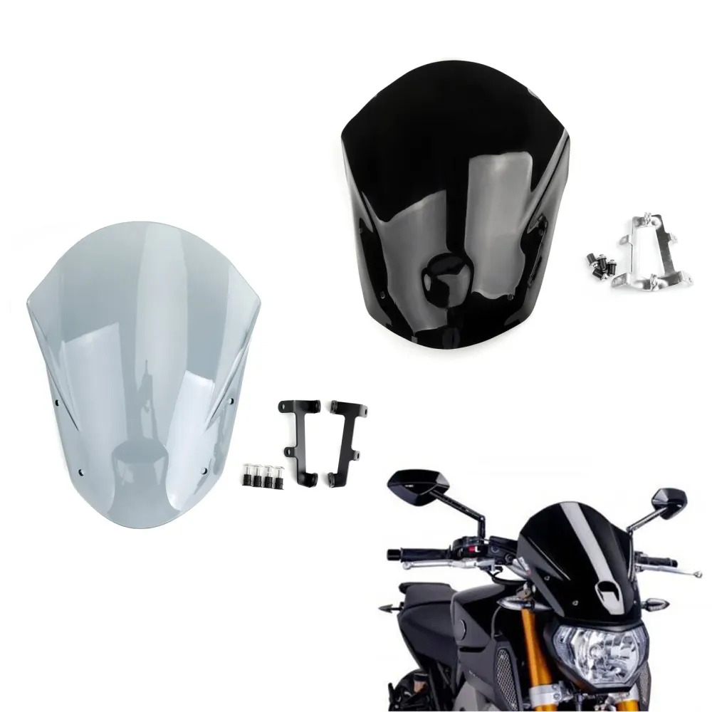 Windshield Windscreen + Bolts Bracket para Yamaha MT-09 FZ-09 (2013-2016) 2 cores genéricas