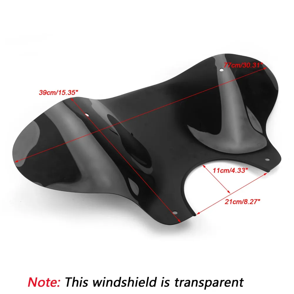 Windshield Windscreen com kit de montagem para cruzador universal de motocicletas, fumaç genérica