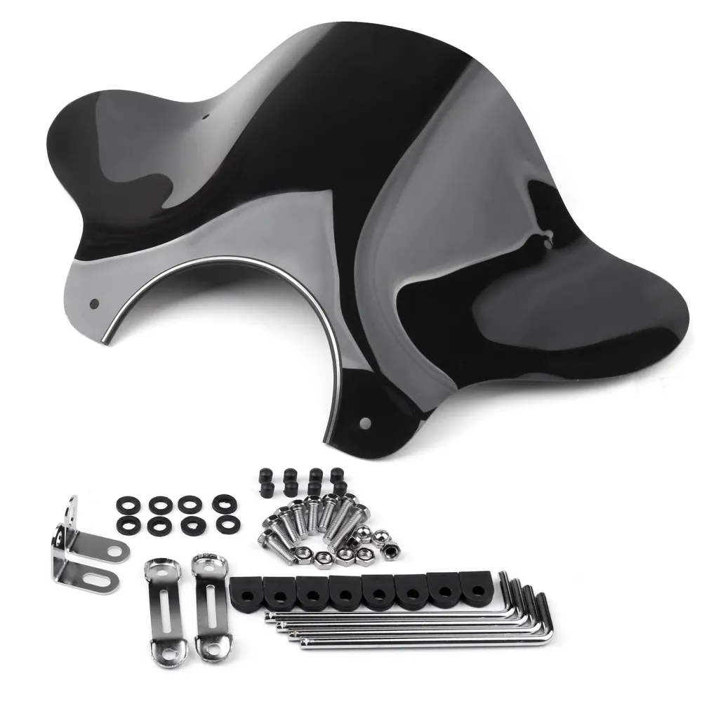 Windshield Windscreen com kit de montagem para cruzador universal de motocicletas, fumaç genérica