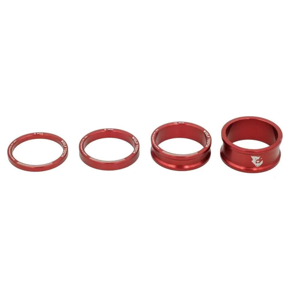 WOLF TOOTH Espaçadores de cabeç em alumínio 4 peças 1"1/8 Vermelho