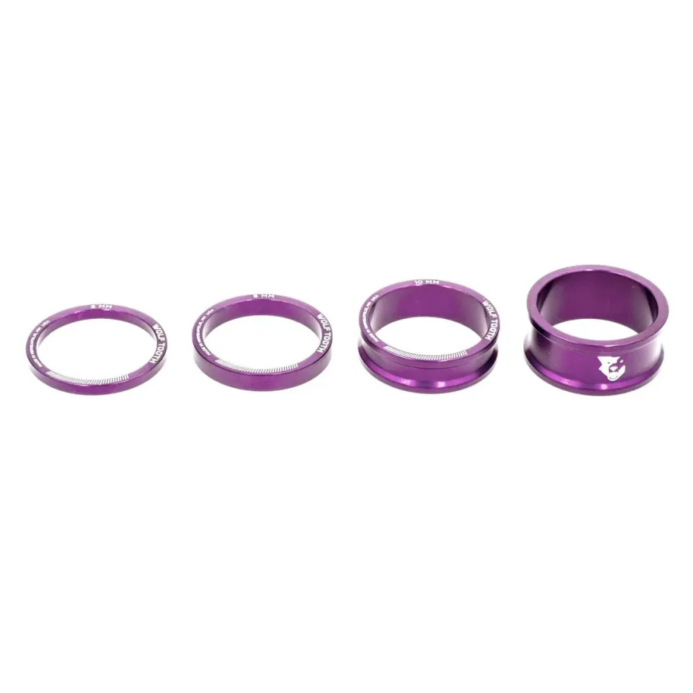 WOLF TOOTH Espaçadores de cabeç em alumínio 4 peças 1"1/8 Roxo
