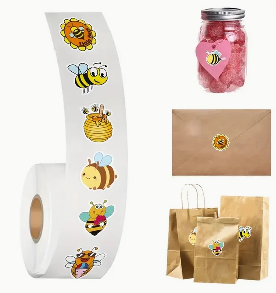 Adesivos de abelha em um rolo 500 peças