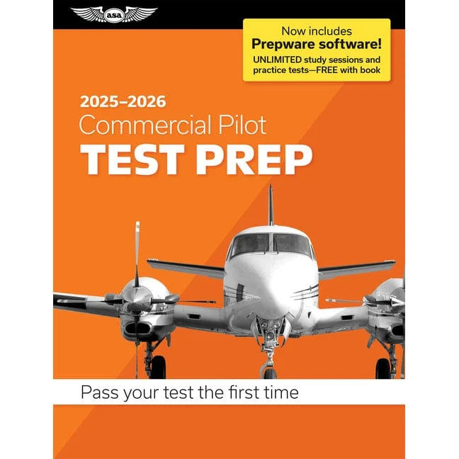 Pacote de preparação para o teste de piloto comercial ASA 2025-2026 (livro, download, online) Passe na primeira tentativa
