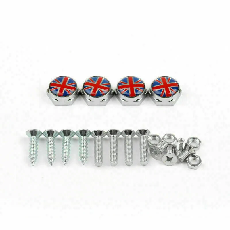 Union Jack Chrome Chrome Placa Metal Placa Fresure parafuso Tampa para Mini Cooper genérico