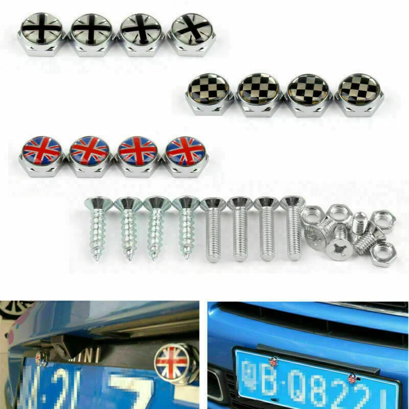 Union Jack Chrome Chrome Placa Metal Placa Fresure parafuso Tampa para Mini Cooper genérico