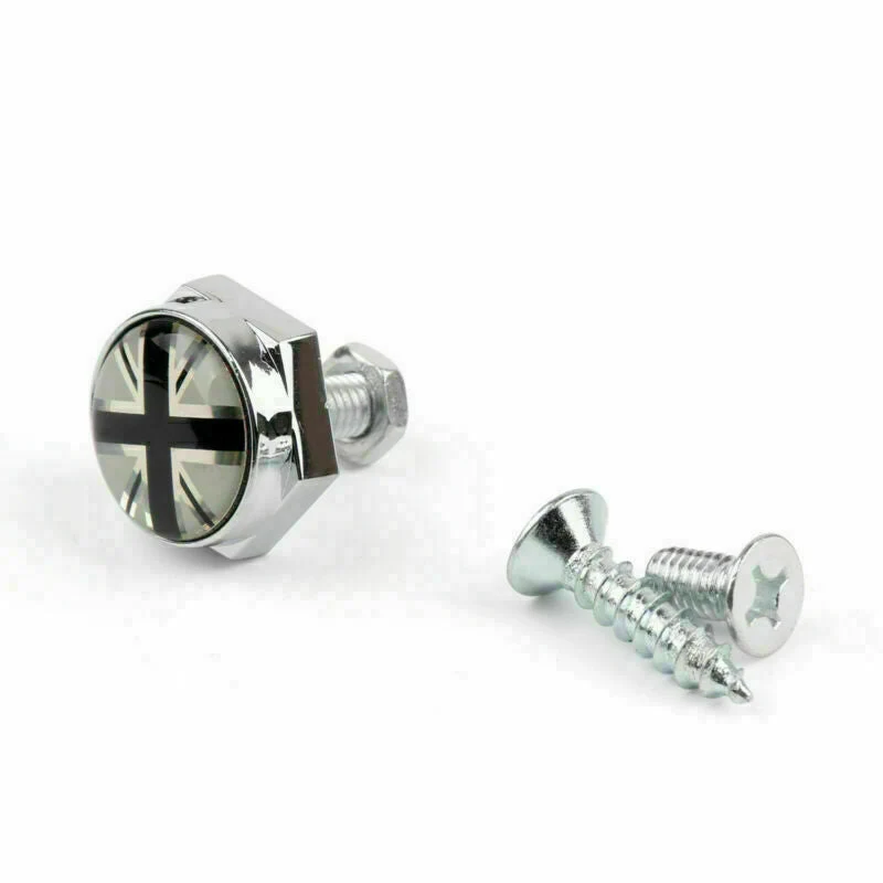 Union Jack Chrome Chrome Placa Metal Placa Fresure parafuso Tampa para Mini Cooper genérico