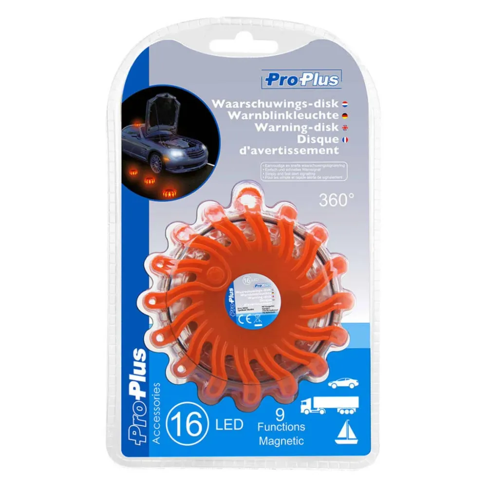 ProPlus Discos rodoviários de aviso c/ 16 luzes LED 2 pcs laranja