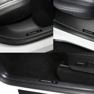Tesla Modelo Y Proteção de estilo de fibra de carbono para soleiras (4 peças)
