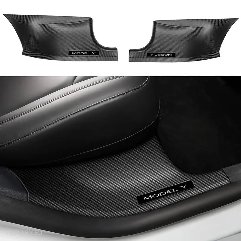 Tesla Modelo Y Proteção de estilo de fibra de carbono para soleiras (4 peças)