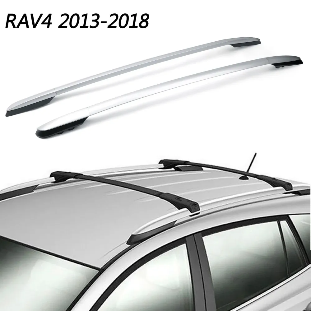2014-2019 Toyota RAV4 Fábrica de alumínio Silver Top Rack Rack Rails laterais Barra