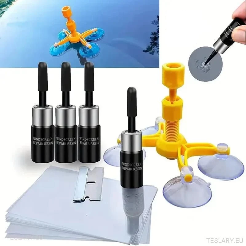 Kit de reparo de rachaduras de vidro de pára -brisas com câmara de resina