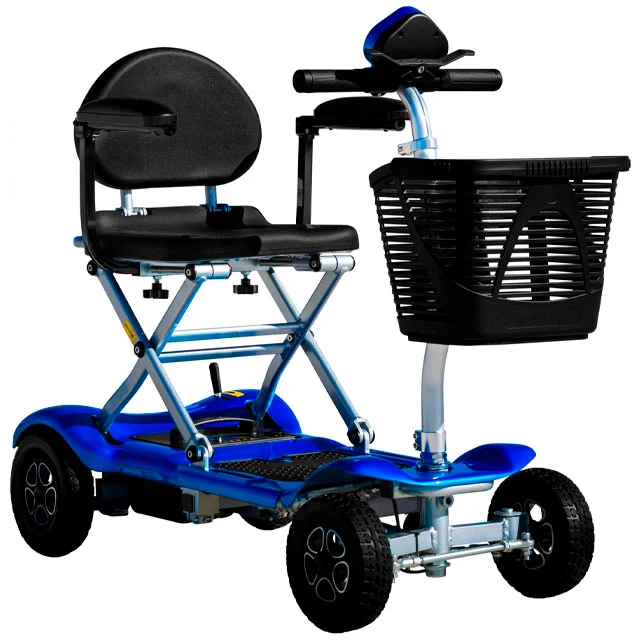 Scooter Elétrica Dobrável Quatro Rodas com Cesto para Objetos