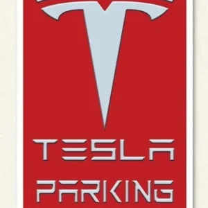 Tesla estacionamento - sinal de metal
