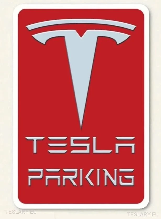 Tesla estacionamento - sinal de metal