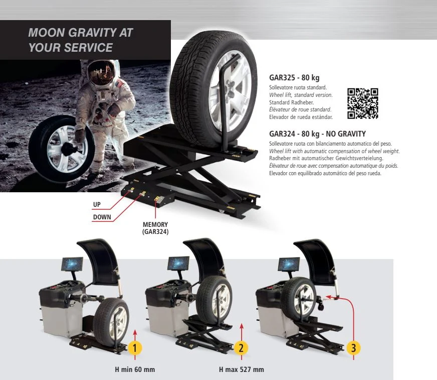 SOLLEVATORE RUOTE con bilanciamento automatico Ravaglioli GAR324 - 80 kg - NO GRAVITY