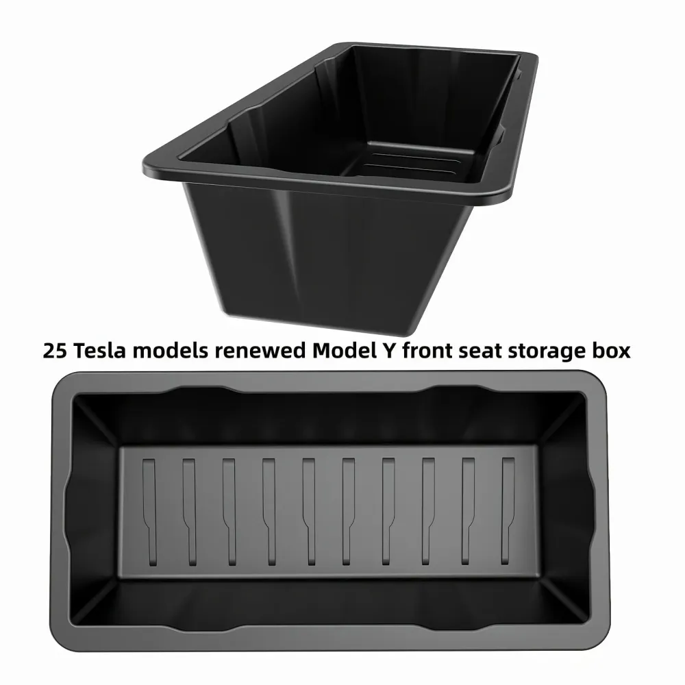 Tesla Modelo Y Juniper 2025 Caixa de armazenamento do banco dianteiro, plástico, organizador de assento abaixo para o arma...