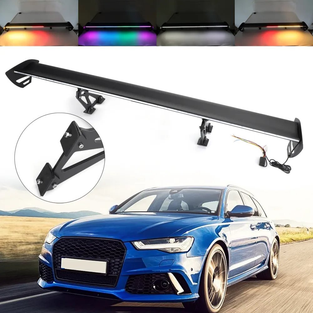 Universal Sedan Ajuste Ajuste de Alumínio Tronco de Racing Spoiler com Luz LED
