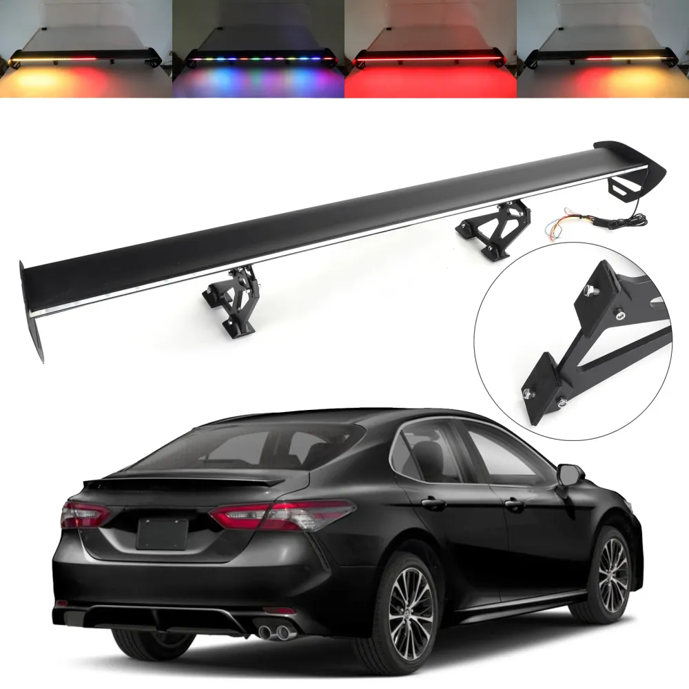 Universal Sedan Ajuste Ajuste de Alumínio Tronco de Racing Spoiler com Luz LED