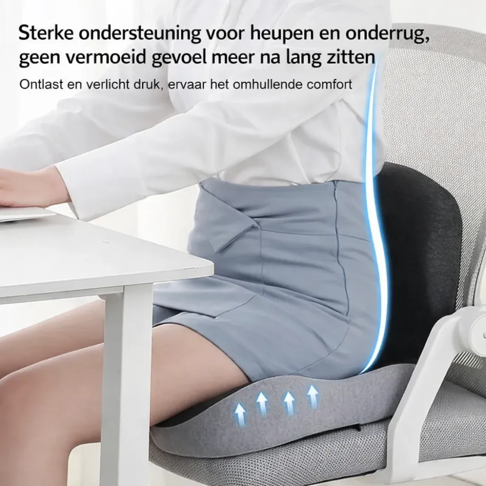 Almofada para Assento Ergonómica para Encosto de Costas em Espuma Viscoelástica