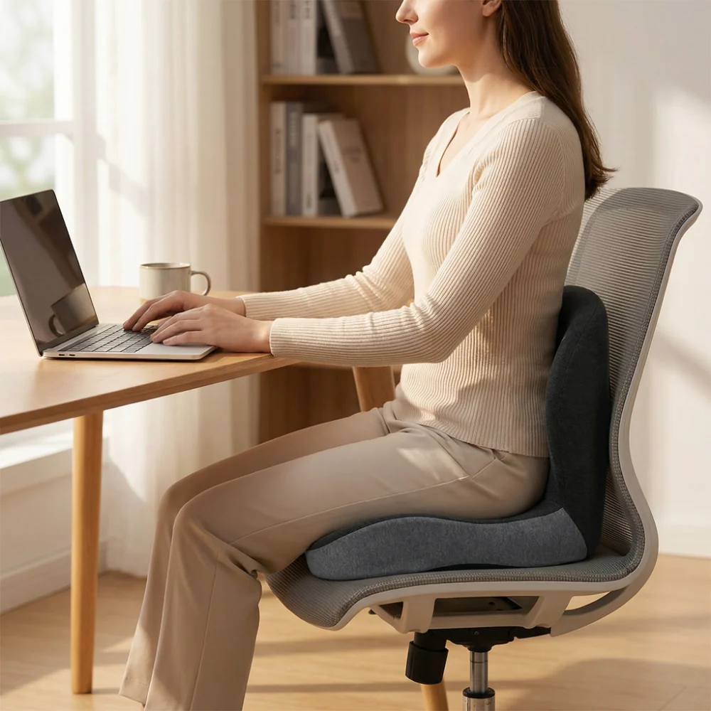 Almofada para Assento Ergonómica para Encosto de Costas em Espuma Viscoelástica